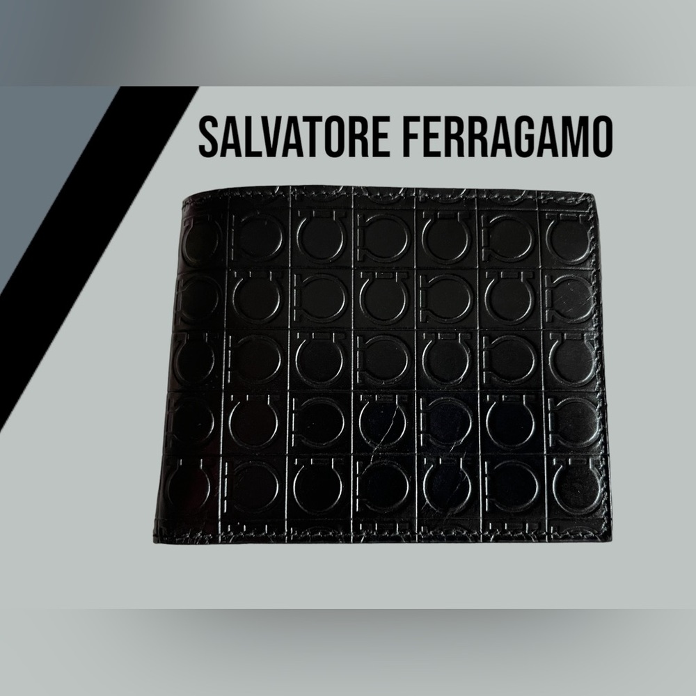 SALVATORE FERRAGAMO men’s black leather wallet NEW GIFT 🎁 BIRTHDAY CHRISTMAS
